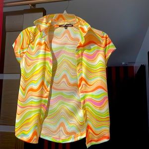 Bottom down shirt rainbow. Size small. Perfect with jeans and/or classy pants